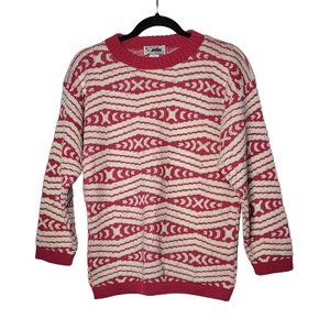 Vintage 90's Jolie Womens Pink Confetti Abstract Pullover Sweater Size Medium